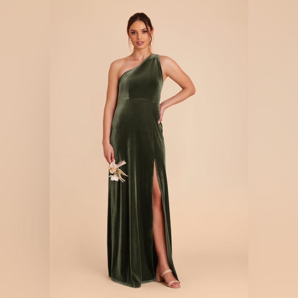 Birdy Grey Olive Green One-Shoulder Maxi Dress